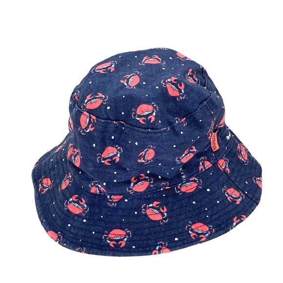Naj Oleari Accessories - Preloved Naj Oleari Women's Coral Crab Patterned Navy Bucket Hat - Unique